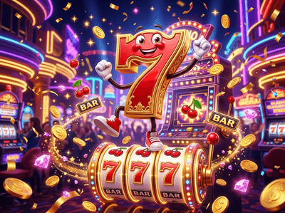 A luxurious modern casino hall with vibrant purple lighting and premium slot machines